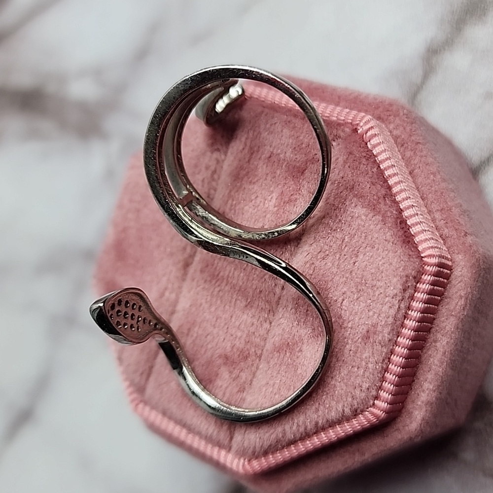 Sterling Silver Snake Double Ring - image 2